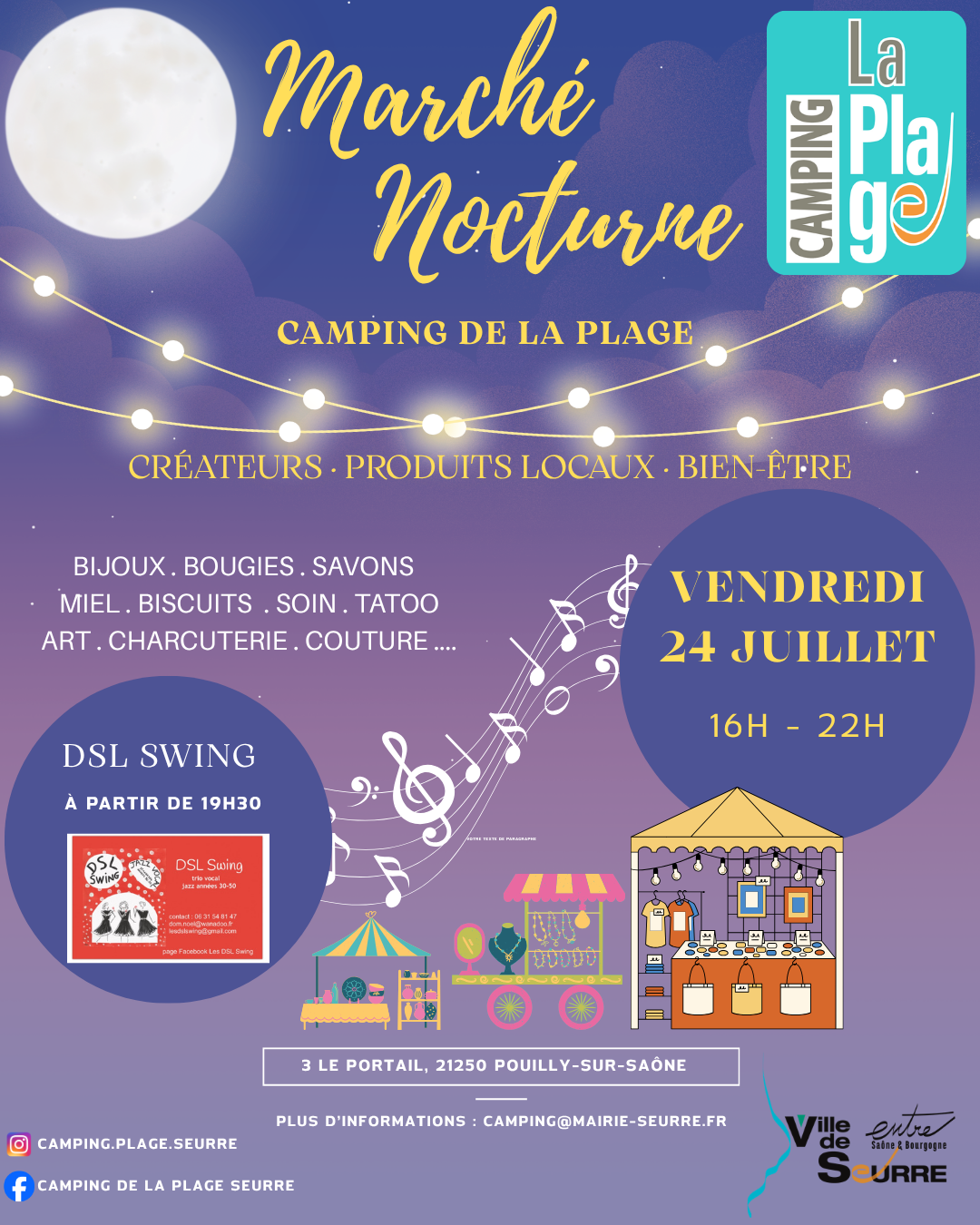 Marché nocturne au camping de la Plage de Seurre