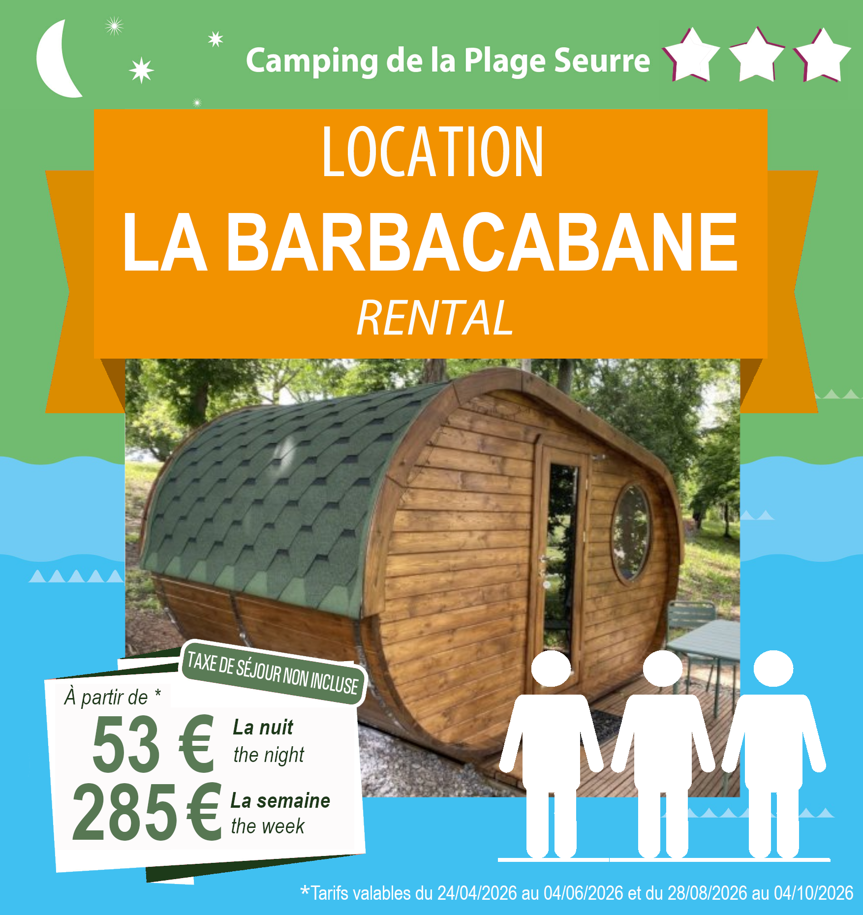 Réservez une nuitée dans la barbacabane à partir de 53€ la nuitée